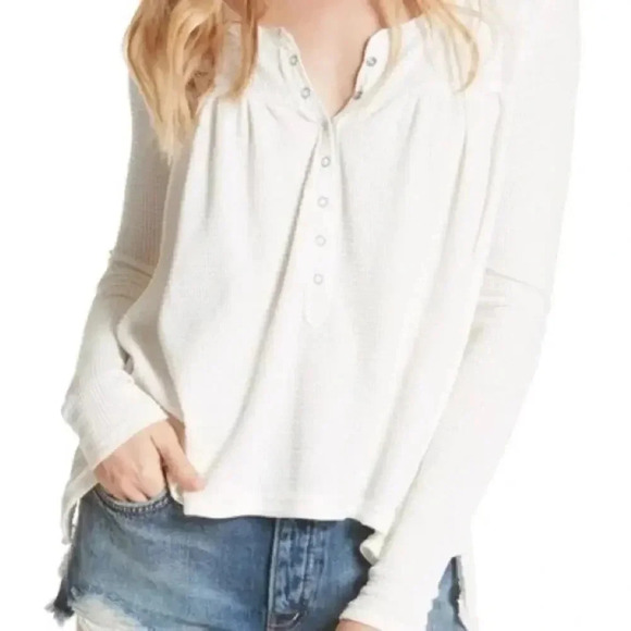 We The Free Kai Thermal Henley Top in White - Picture 1 of 12